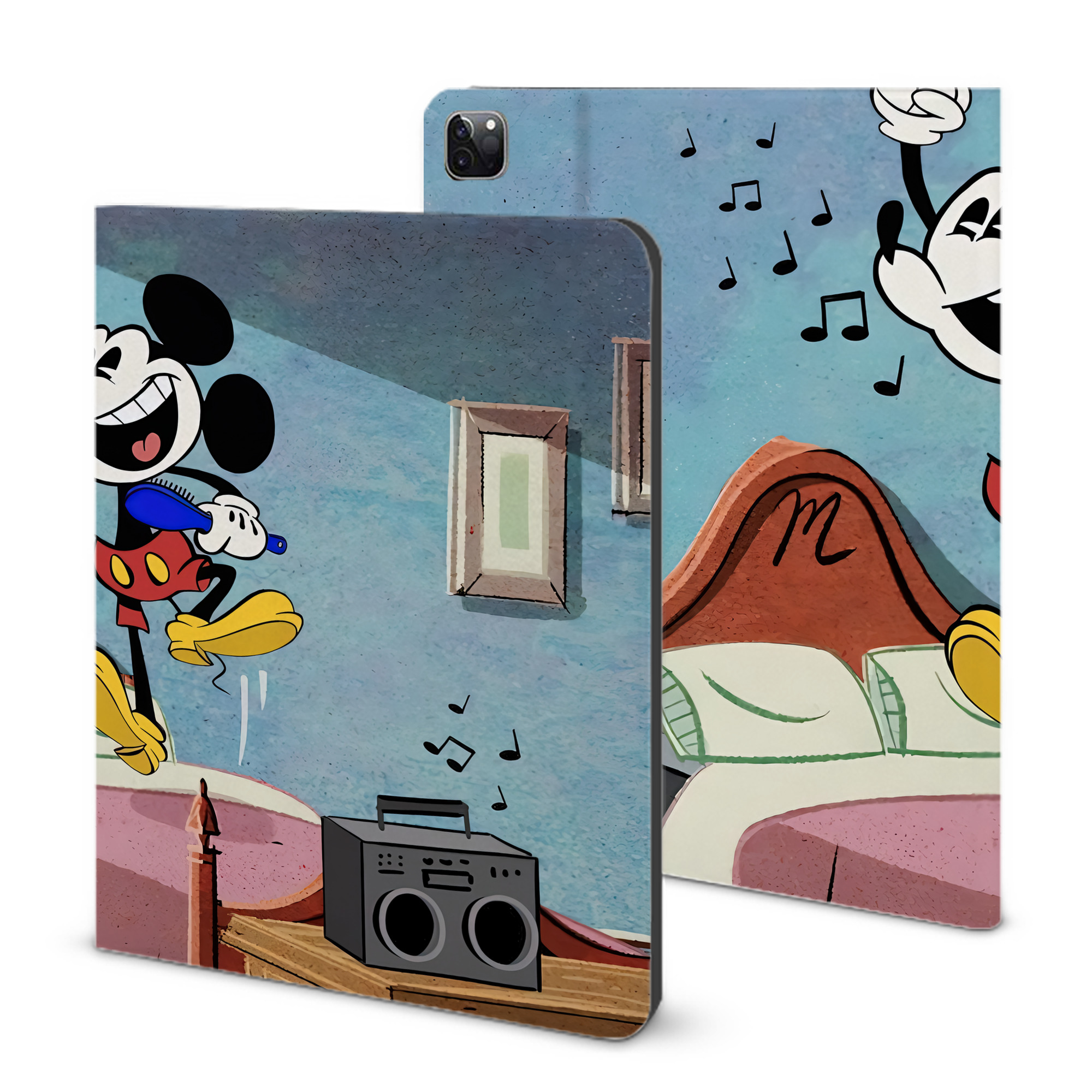 （画像用） ミッキーマウス Mickey Mouse IPad ケース ブック型 PUレザー TPU 耐衝撃 軽量 薄型 ペン収納なし 全面保護 IPad 各モデル対応
